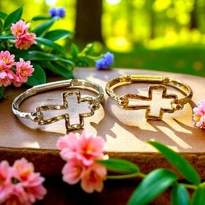 Cross Bracelets in Gold and Silver toned alloy metal